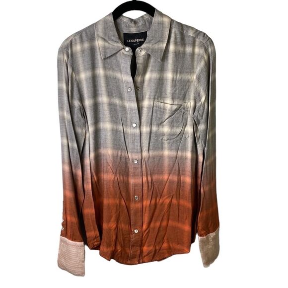 Le Superbe Eddie Long Sleeve Pearl Snap Button Down Shirt in Dipped Plaid Sequin - Picture 4 of 15